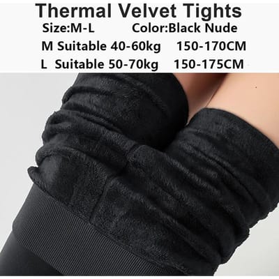 Kave 300D Nude Fleece gevoerde Leggings Dames Winter Warm Dikke Panty Zwart Thermisch Fluweel Broek Buikcontrole Zacht Rekbaar M 40-60kg black