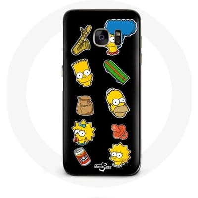 Coque Samsung Galaxy S7 Les Simpson autocollants fond noir