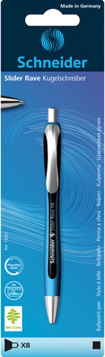 Schneider balpen - Slider Rave - penpunt XB 1,4mm - zwart - op blister - S-73251