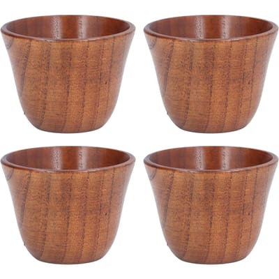 4 Pièces Tasse en Bois 75ml Bois Naturel Sain Sûr Non Toxique Style Rétro Isolation Thermique Tasses à Thé en Bois L(for 6.5-9kg) brown