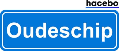 Hacebo - Plaatsnaam Sticker - 29x10 CM - Oudeschip sticker - Verkeersborden sticker - grappige cadeaus - Oudeschip