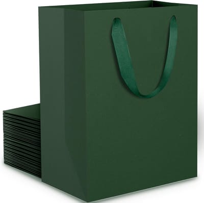 Kraft Papieren Cadeauzakken Donkergroen - 20 Stuks - 15x6x20cm - Duurzaam Cadeauverpakking voor Mannen - Perfect voor Feestjes en Verjaardagen