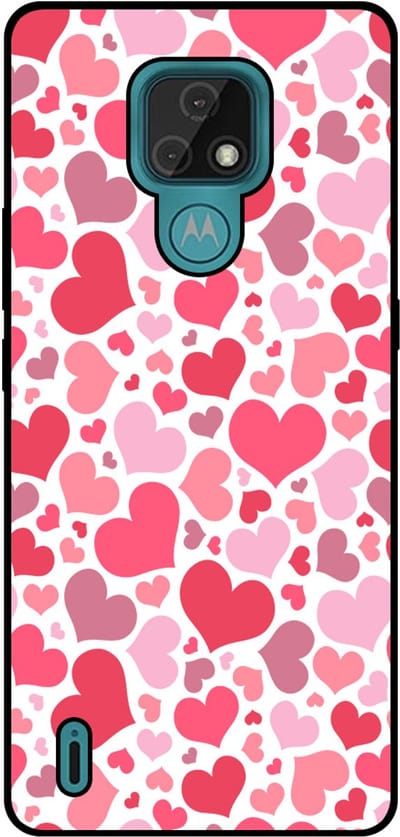 Smartphonica Telefoonhoesje Geschikt voor Motorola Moto E7 met Hartjes Print - Hearts Design TPU Backcover Case - Kinder Hoesje met Hartjes Design geschikt voor Motorola Moto E7