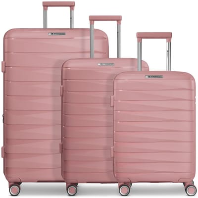 Franky London 4 wielen Kofferset 3-delig met uitbreidingsplooi - Harde bagage - Combinatieslot - rose