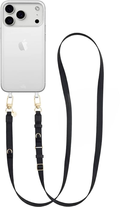 xoxo Wildhearts siliconen hoesje - Geschikt voor iPhone 17 Pro Max hoesje - Lanyard Strap (Black) - Transparant telefoonhoesje - Hoesje met koord - stevig telefoonkoord - lang koord - Zwart