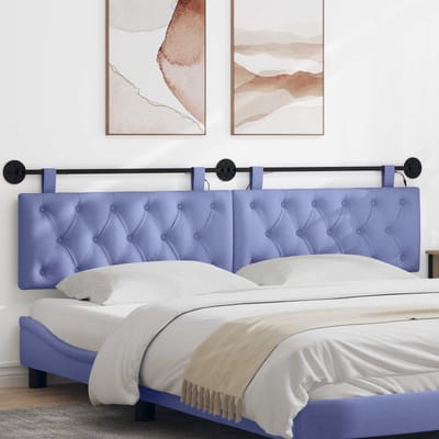 vidaXL - Hangend - hoofdbord - Met - LED-verlichting - Jeans - Blauw - Stof