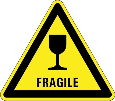 Waarschuwingsbord fragile - kunststof 300 mm