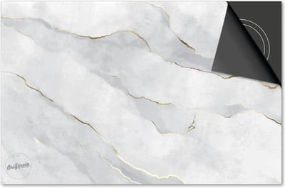Inductie beschermer 60x60 - afdekplaat inductie mat - Dietrix Kookplaat beschermer - Exclusief - Marmer - Beton Goud lijnen