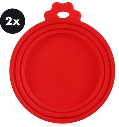 Actie4you® - Afsluit deksel - Blik - Hondenvoer - Kattenvoer - Groente Blik - Siliconen - Rood - 2 Stuks