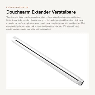 Dailygoods- Uitbreiding Douchearm - Roestvrij Staal - Verchroomd - Eenvoudig te Installeren - G1/2 Aansluiting - Duurzaam Ontwerp