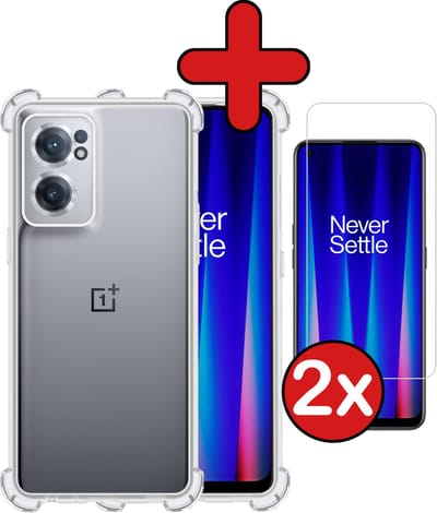 Hoesje - Met Screenprotector - 2 Stuks - Geschikt voor OnePlus Nord CE 2 - Sterk & Shockproof - Back Cover - Siliconen Case - Telefoon Hoes - Shock Proof - Telefoonhoes - Transparant