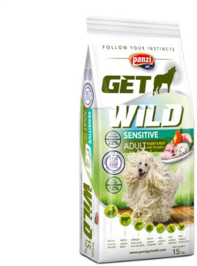 Get Wild - Hypoallergeen hondenvoer - Hondenbrokken voor middelgrote en grote rassen - Adult - Konijn smaak - 15kg