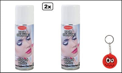 2x Haarverf/haarspray wit 125 ml - Smiley - Festival thema feest carnaval haar kleurspray party