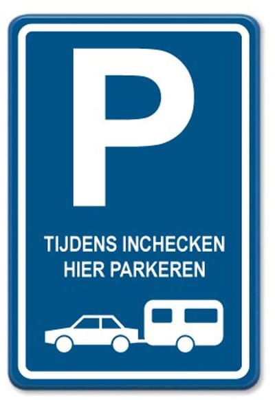 Parkeerbord Inchecken - blauw - Weerbestendig Aluminium - 40x60 cm - Bevestiging: Zonder bevestiging (alleen het bord)
