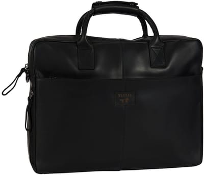 Mustang San marino Laptoptas Elegante Zakelijke Businesstas tot 15 Inch Aktetas van Leer Zwart