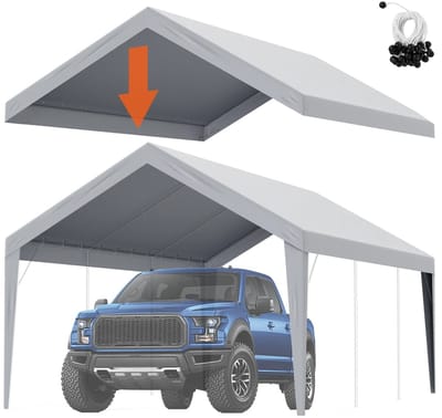 MakkelijkMooi Vervangende Carport Dakzeil - Partytent - Snelle Montage - Grijs - Waterdicht & UV50+ Bescherming - Perfecte Pasvorm