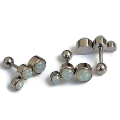 Aramat Jewels | Piercings | Witte Opaal Helix Piercing van Chirurgisch Staal | | | |14mm | Staal | Volwassenen | Verkleurd niet