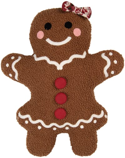 Clayre & Eef Sierkussen Gingerbread man 35x5x44 cm Bruin Polyester