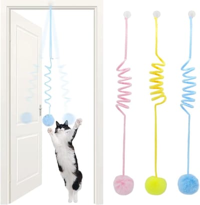 3 stuks hangende kattenspeeltjes hangende deur kattenspeeltjes elastisch touw kattenspeeltjes leuk binnenspeelgoed geschikt voor katten om binnen te oefenen