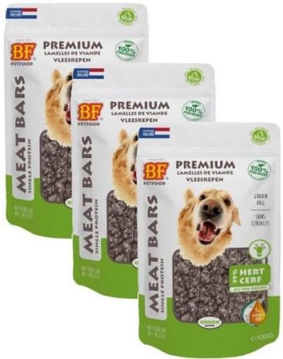 3x100 gr Biofood meat bars hert hondensnack