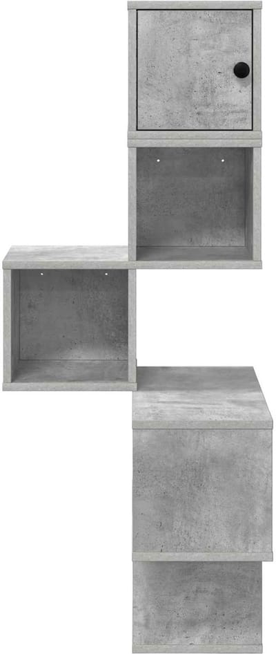 vidaXL - Muur - Hoekplank - Betongrijs - 48 - x - 48 - x - 120 - cm - Bewerkt - hout