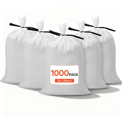 VEVOR Lege Zandzakken, 1000 Stuks 40 X 66 cm, Zware Zandzakken met Sluitbanden, Geweven Polypropyleen Zandzakken met Een Capaciteit van 22,7 kg, Scheurbestendige en Uv-Bestendige Zandzakken voor Bescherming Tegen Overstromingen