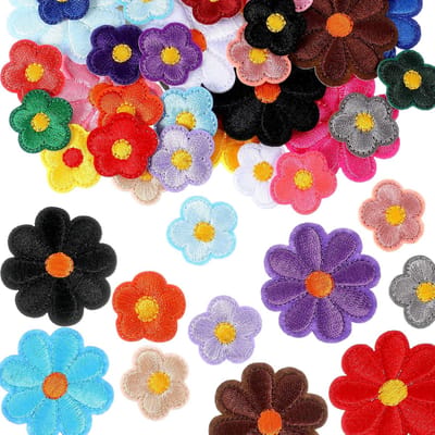 Dailygoods- Opstrijkbare Patches 37 Stuks - Madeliefjes Bloem - Borduurwerk Applicatie - Kleding/Jeans/Jassen - Multicolor - Polyester/Katoen