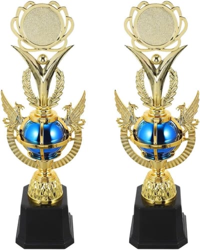 Trofee Cup - Prijs Bekers - Kinderen Aanmoedigen - Gouden Afwerking - 35 x 9 cm - Goud