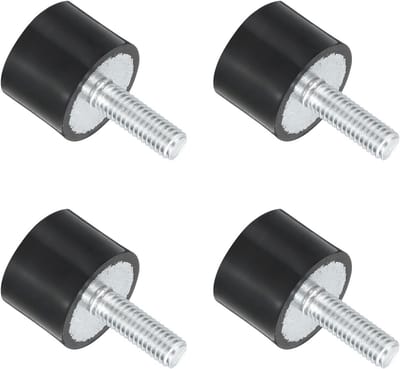 Draadgewikkelde rubber houders, trillingsisolatoren en cilindrische schokdempers met pinnen 20 x 15 mm, set van 4 voor optimale demping en stabiliteit
