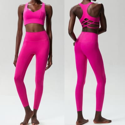 Dames Tweedelige Yoga Set Effen Kleur Boterzacht Gympak Ademend Sneldrogend Hardlopen Sportkleding Vrouwelijke Workout Kleding S