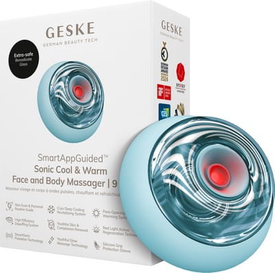 GESKE SmartAppGuided™ Sonic Cool & Warm Face & Body Massager | 9 in 1 | Massageapparaat | Gezicht & Lichaam | Batterijloos koelen en warmen | Verstevigt en ontspant | Met SmartSonic-pulsatie