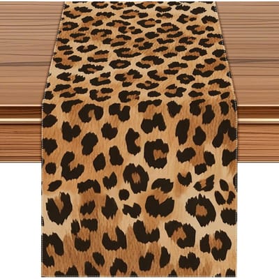 Luipaardprint Linnen Tafel Runner Commode Sjaals Tafelblad Decoratie Herbruikbaar Boerderij Keuken Eettafel Runner Feestdecoratie 150x33cm