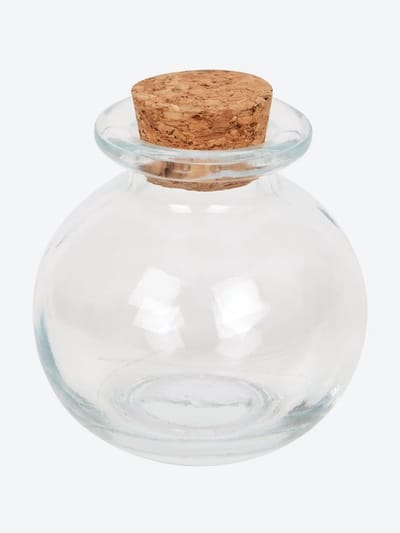 Glazen mini urn,met kurk dop