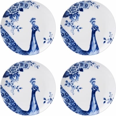 Ontbijtbord Paauw Blauw - Porselein - 19 cm - 4 stuks