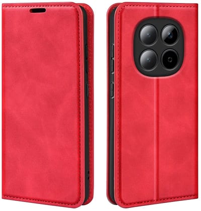 MobyDefend Hoesje - Geschikt voor Xiaomi Redmi Note 15 Pro Plus 5G - Luxe Wallet Bookcase (Magnetische Sluiting) - Rood