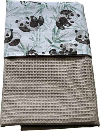 baby deken kinderwagen deken wieg deken groen panda zand taupe kleur 60 x 90 cm