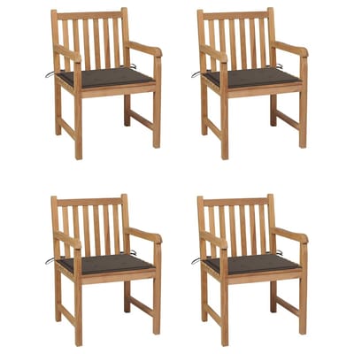 vidaXL - Tuinstoelen - 4 - st - met - taupe - kussens - massief - teakhout