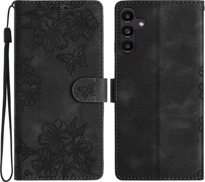Coverup Hoesje - Geschikt voor Samsung Galaxy A16 5G Hoesje - Coverup Flowers & Butterflies Book Case - Zwart
