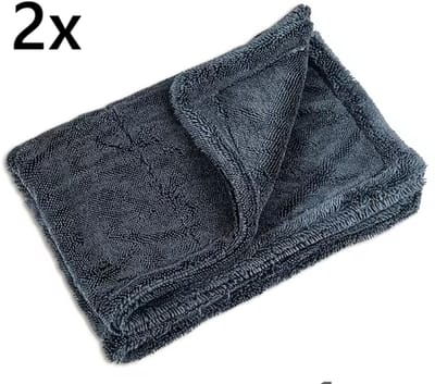 TLVX 2 stuks Auto Droogdoek 50x60cm – Microvezel doek 1000GSM – Super Zacht – Zeer Absorberend – Droogt uw auto gemakkelijk en snel na het auto wassen – Streeploos resultaat – Voorkom Kalk druppels – Wasbaar