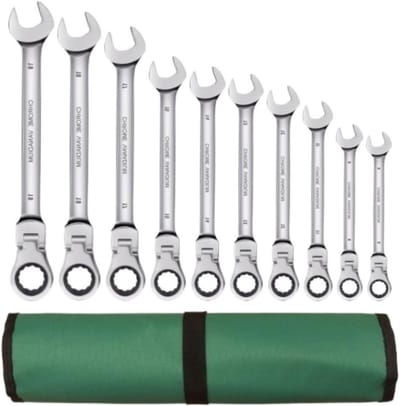 Gereedschapsset Combinatieratelsleutel - Handgereedschap Set - Autoreparatie - Chroom-Vanadiumstaal - 10 stuks - A