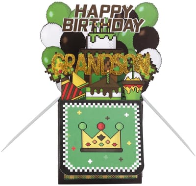 Dailygoods- Verjaardagskaart Pop-Up - 3D Wenskaart - Voor Kleinzoon - Groen - Papier - Inclusief Envelop