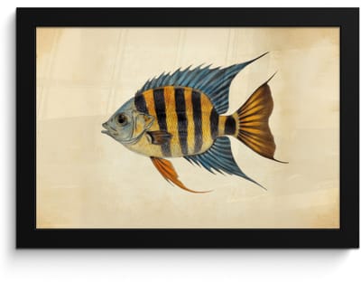 Poster in lijst - Fotolijst 30x20 cm - Posters - Vis - Tropisch - Strepen - Vinnen - Posterlijst zwart - Decoratie - Wanddecoratie woonkamer - Muurdecoratie slaapkamer