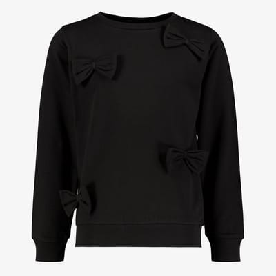 TwoDay meisjes sweater met strikjes zwart - Maat 158/164