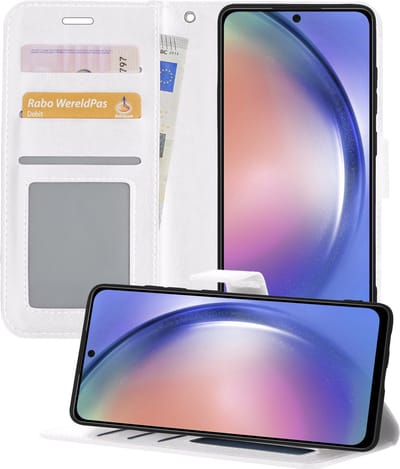 Hoesje - Geschikt voor Samsung Galaxy A54 - Luxe Bookcase - Walletcase Hoes - Portemonnee - Cover - Telefoonhoes - Wit