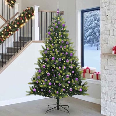 vidaXL - Kunstmatige - Scharnierende - Kerstboom - 300 - LEDs - Groen - 240 - cm