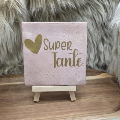 Robuust Wenstegeltje "Super tante" – Hip trendy tegeltje – 10x10 cm – Cadeau voor een tante of zwangerschaps aankondiging – Stijlvol en Persoonlijk Woonaccessoire - Zomaar - Deco – Trendy nu