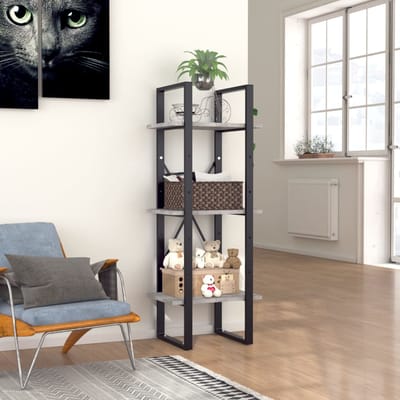 vidaXL - Boekenkast - met - 3 - schappen - 40x30x105 - cm - bewerkt - hout - betongrijs