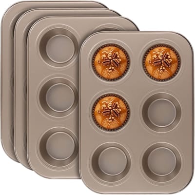 Jumbo diepe muffinvorm 4 stuks van koolstofstaal met antiaanbaklaag voor muffins en Yorkshire Pudding bakken