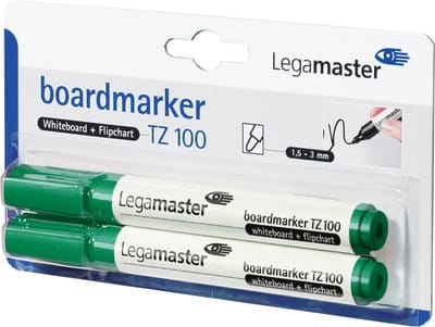 Viltstift Legamaster TZ100 whiteboard rond groen 1.5-3mm 2st