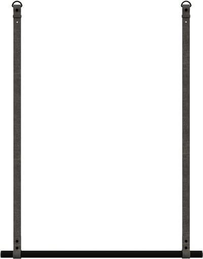 Kapstok/ kledingrek 80cm - aan leren banden - Handles and more® | V GREY - stang: zwart metaal